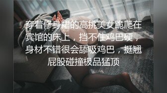 穿着修身裙的高挑美女跪爬在宾馆的床上，挡不住鸡巴硬，身材不错很会舔吸鸡巴，挺翘屁股碰撞极品猛顶